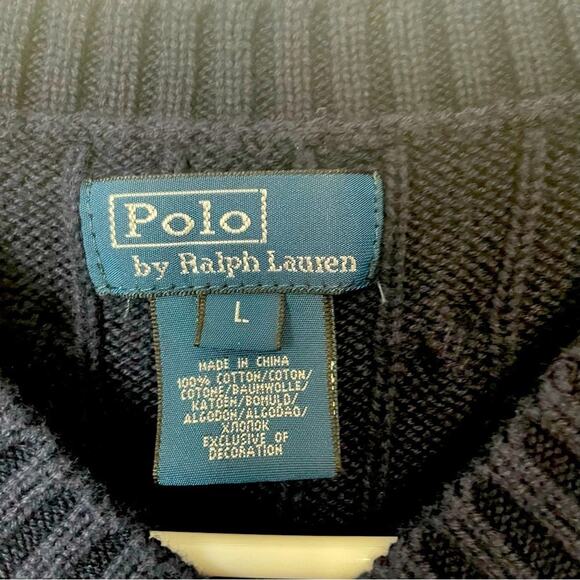 Polo by Ralph Lauren Navy Blue Cable Knit Vest Large - Picture 3 of 4